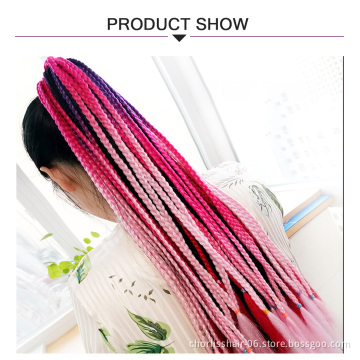 Ombre Blue Purple Pink Elastic Hair Rubber Bands Synthetic Hair Ponytail Twist Braids Synthetic Hair Ponytails